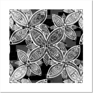 Flower Mandala pattern - Black and White Posters and Art